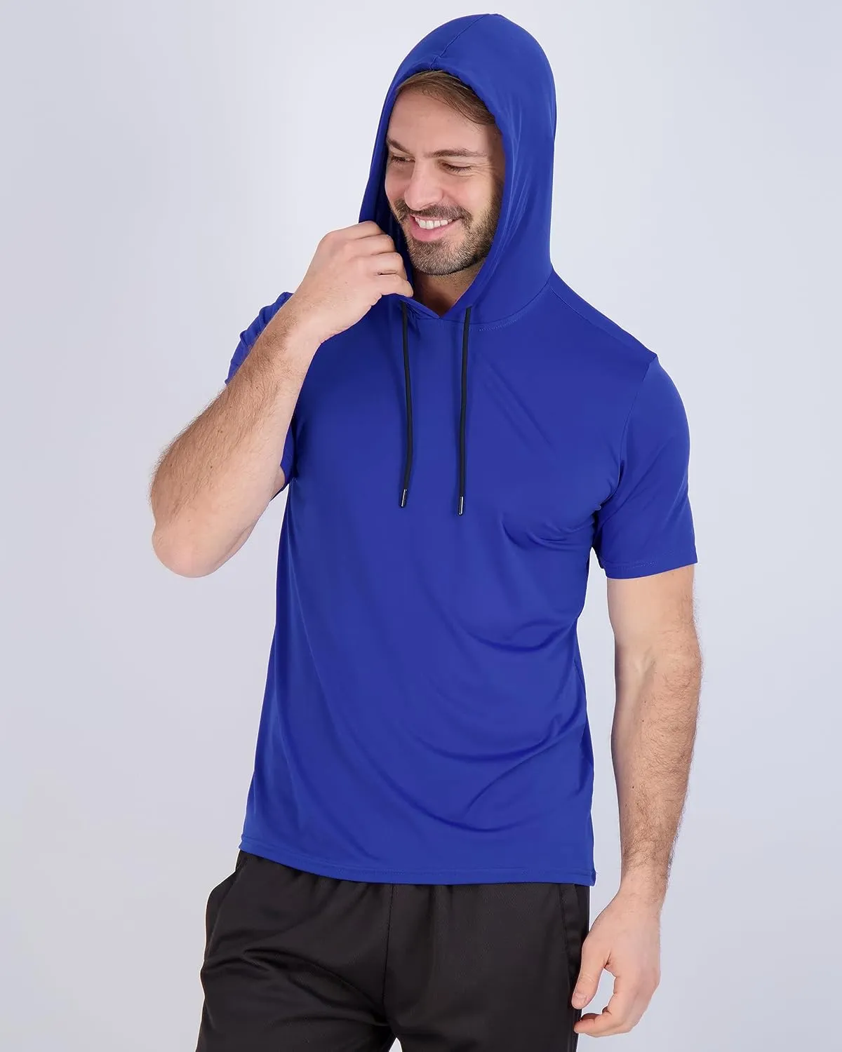 Real Essentials 3 Pack: Men's Dry Fit Short Sleeve Active Athletic Hoodie Pullover Sweatshirt (Available in Big & Tall)