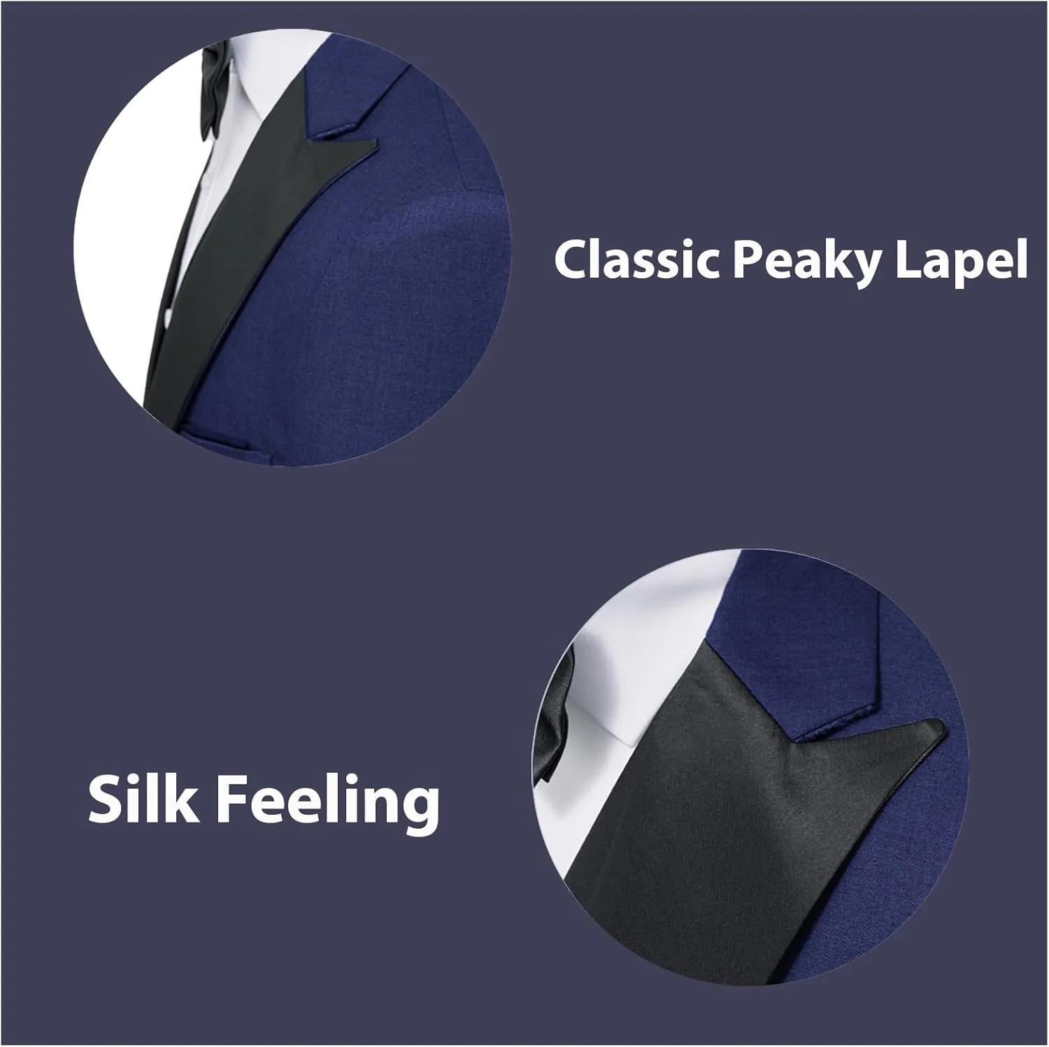 Rogers & Morris Tuxedo Suits for Men Solid 3 Piece Slim FitFormal Set Peak Lapels One Button Jacket Vest Pants