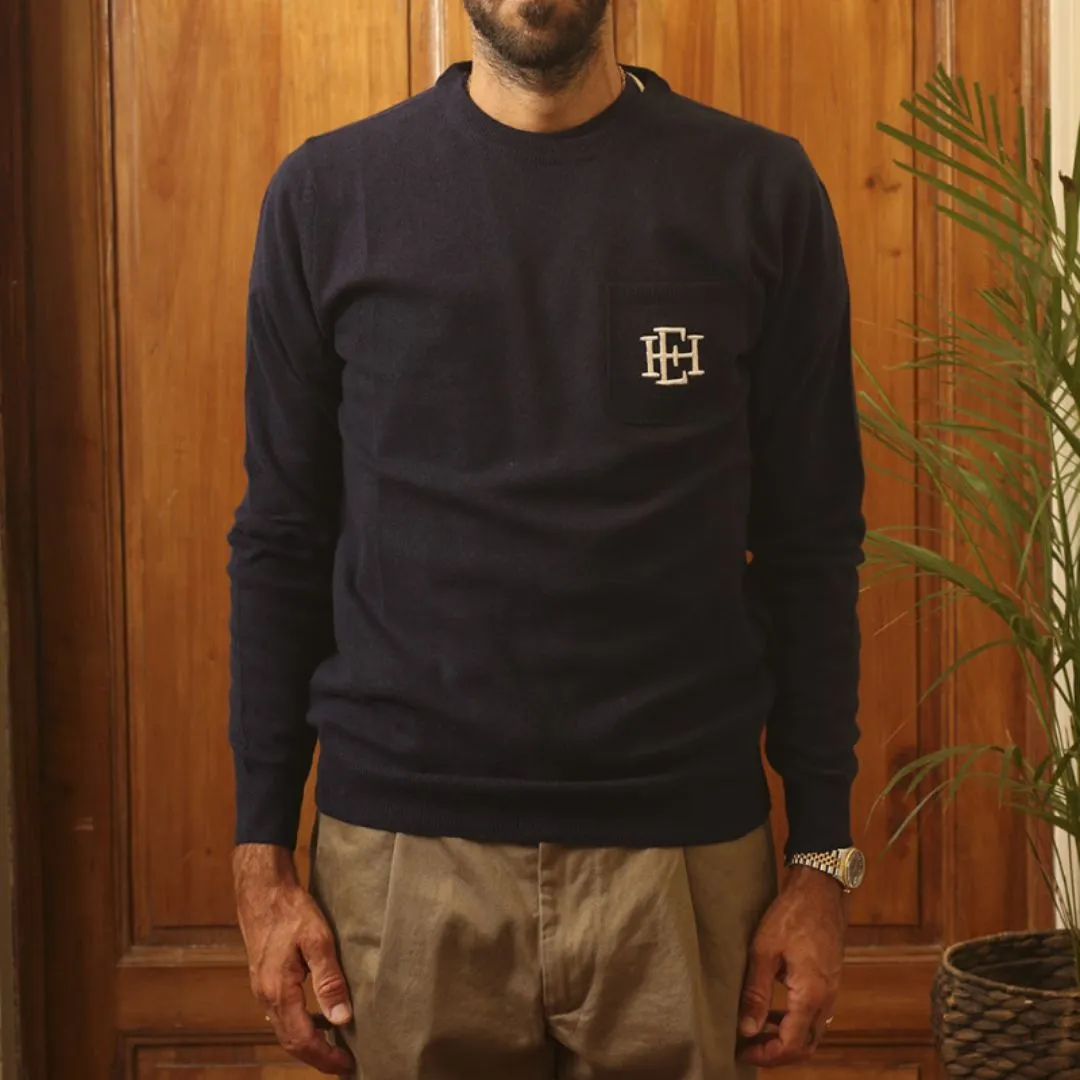 Schon 220 Lambswool Crewneck (Navy)