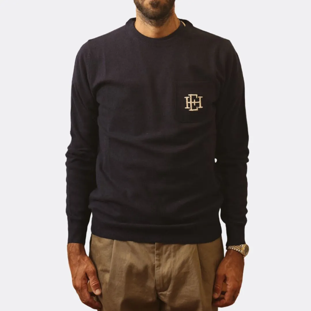 Schon 220 Lambswool Crewneck (Navy)