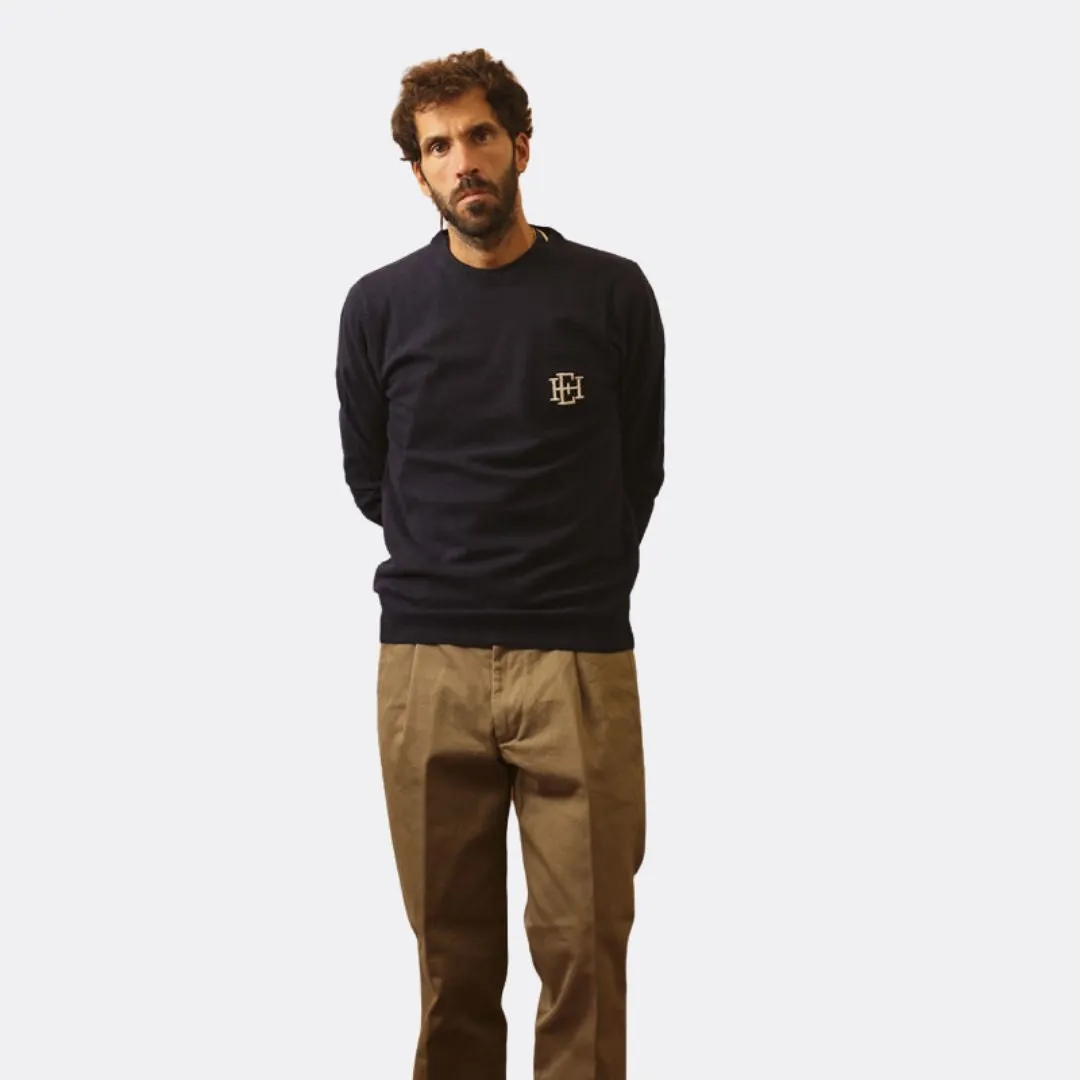 Schon 220 Lambswool Crewneck (Navy)