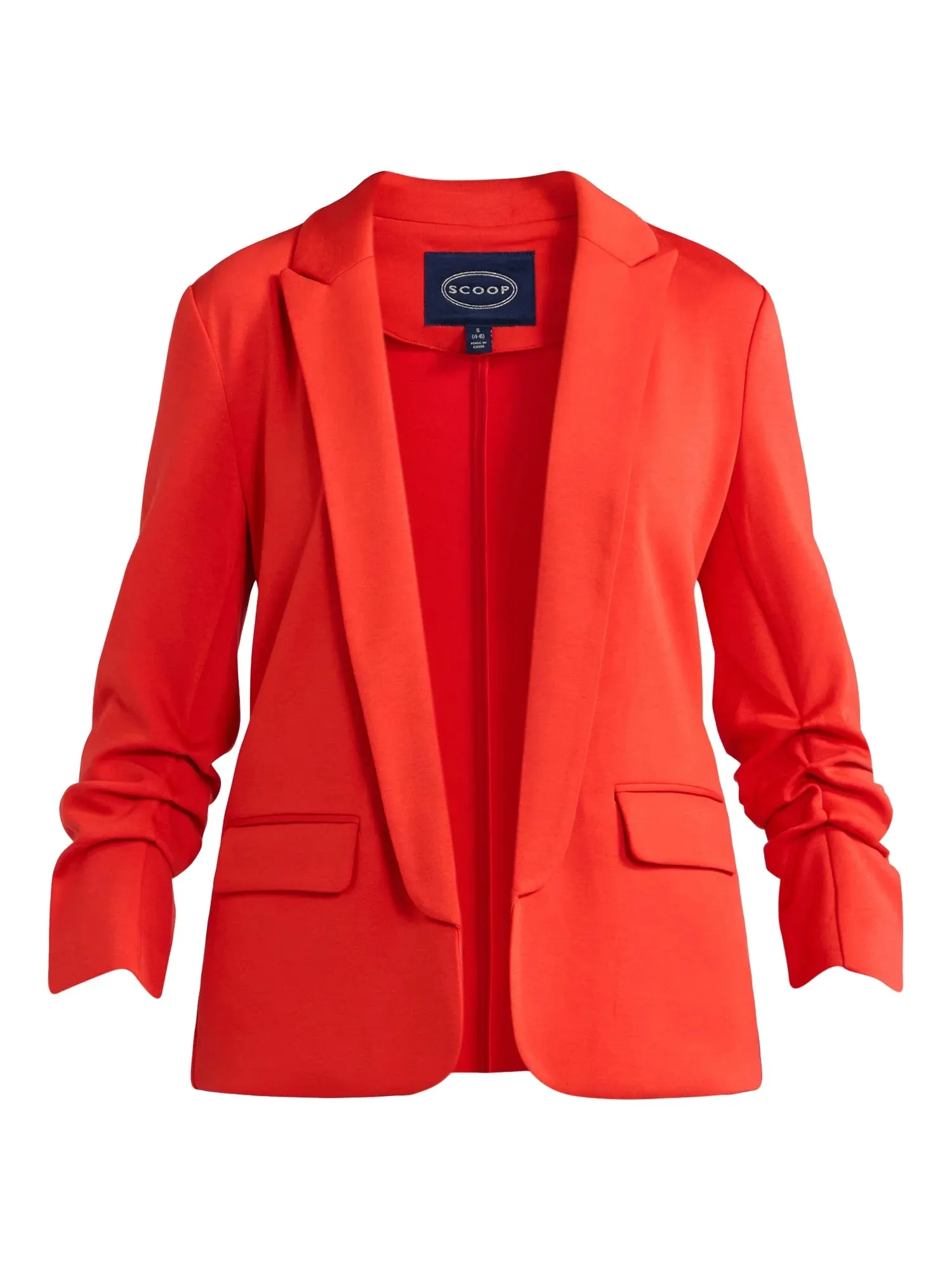 Scoop Women's and Women's Plus Relaxed Scuba Knit Stretch Blazer with Scrunch Sleeves, Sizes XS-4X