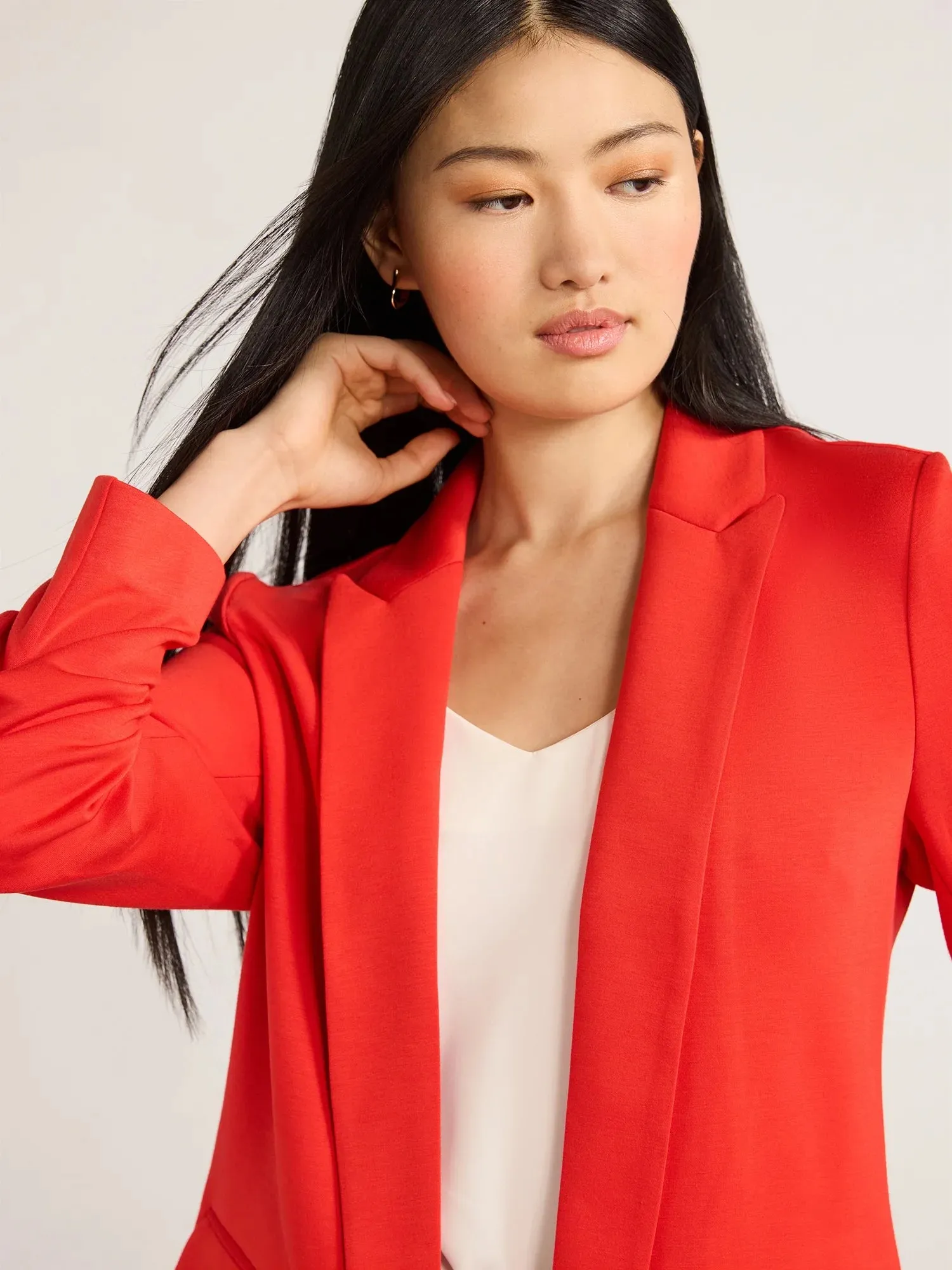 Scoop Women's and Women's Plus Relaxed Scuba Knit Stretch Blazer with Scrunch Sleeves, Sizes XS-4X