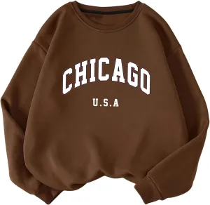 SHENHE Women's Graphic Letter Print Sweatshirt Long Sleeve Pullover Thermal Top