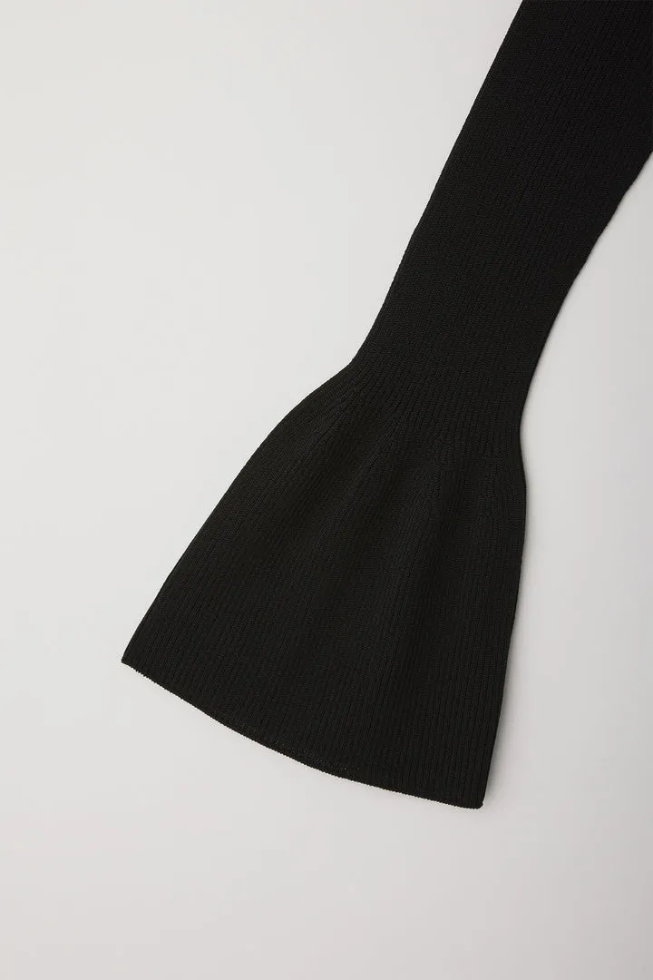 Soft Portrait Bell Sleeve Top - Black