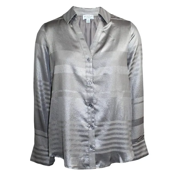Spread Collar Button Front Blouse