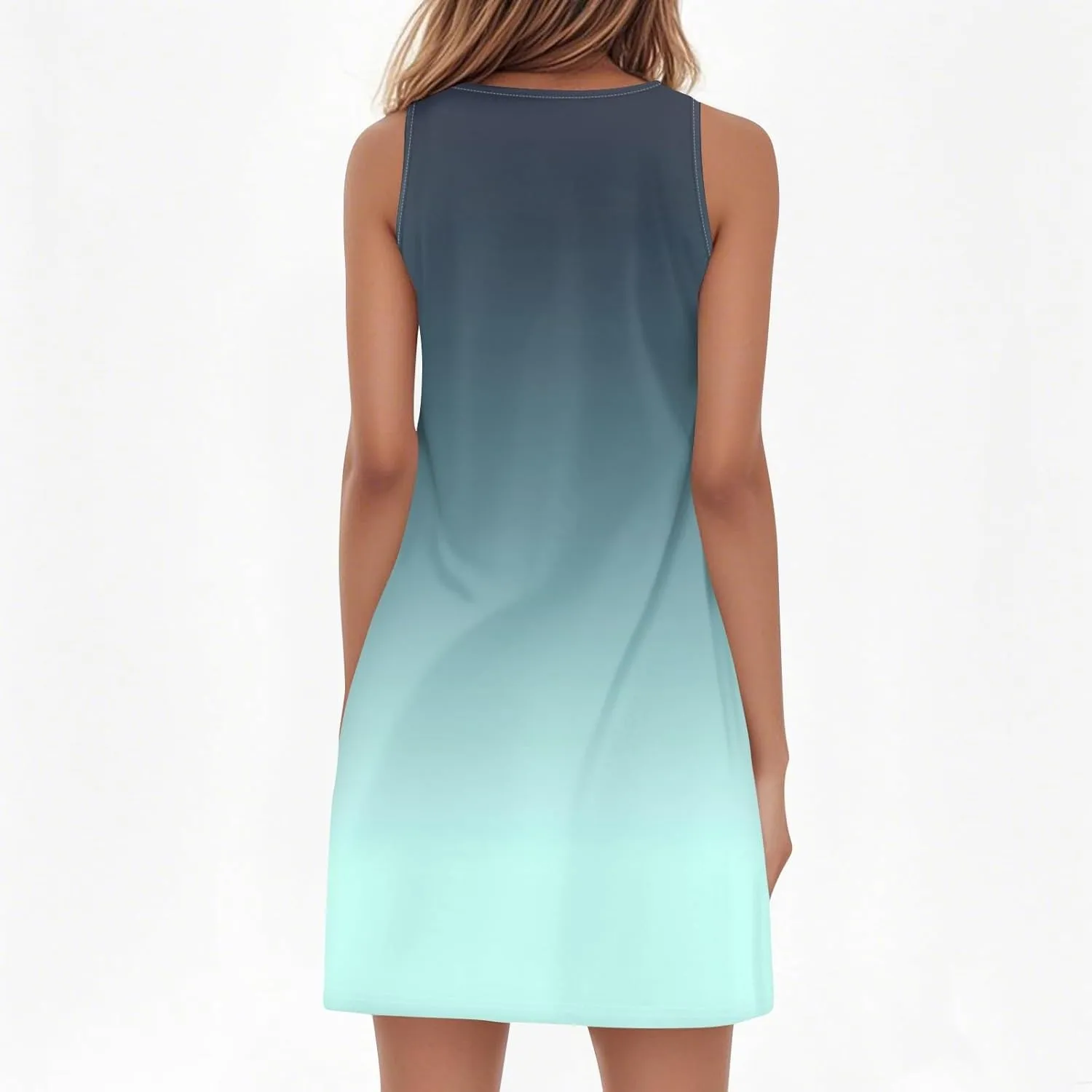 Summer Dresses for Women 2025 Casual A Line Sundress Sleeveless Crew Neck Beach Vacation Dress Printed Tank Dress