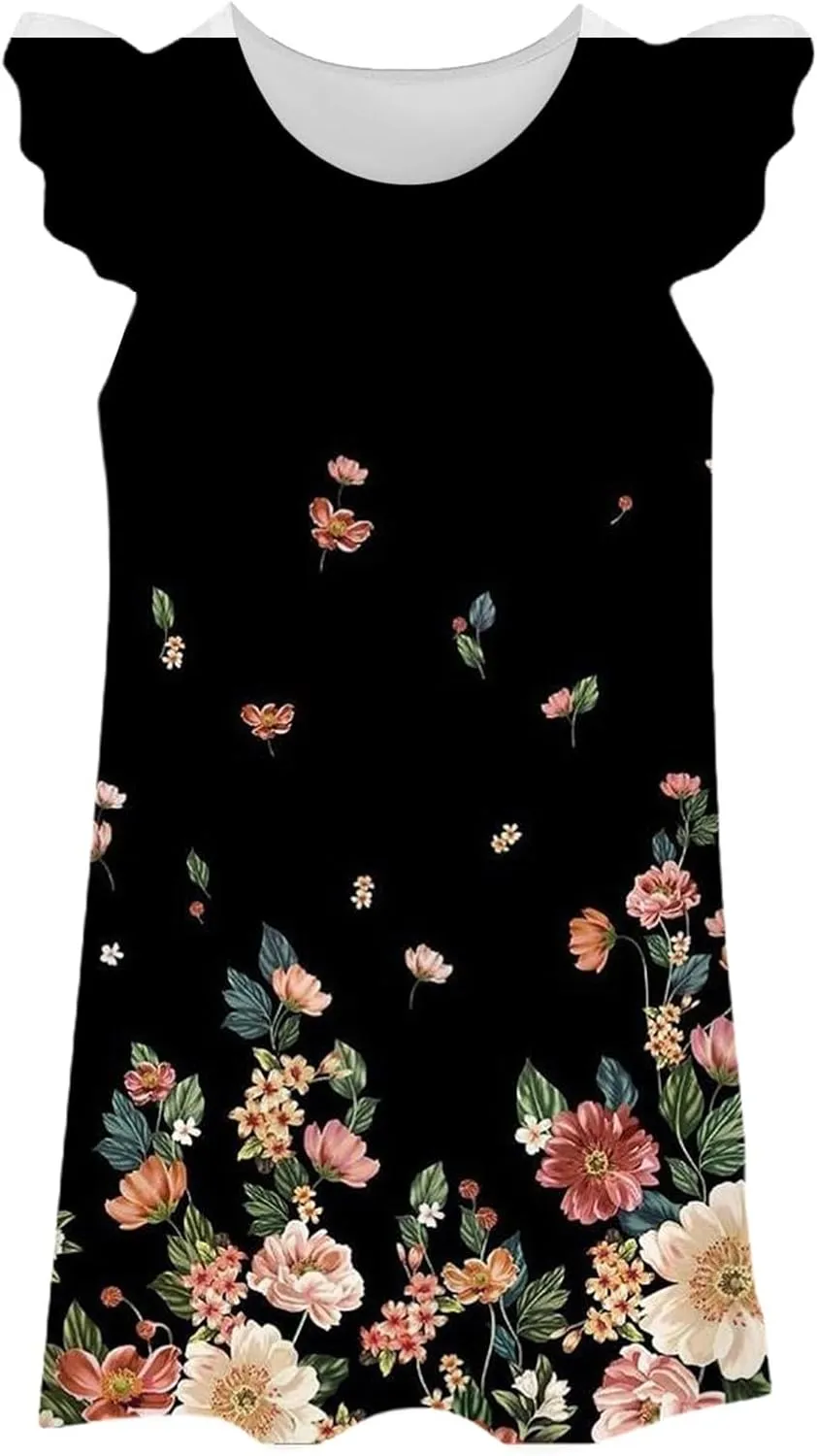 Summer Dresses for Women 2025 Sundresses Sleeveless Beach Cover Ups Spring Casual Loose Print Tank Tshirt Sun Dress