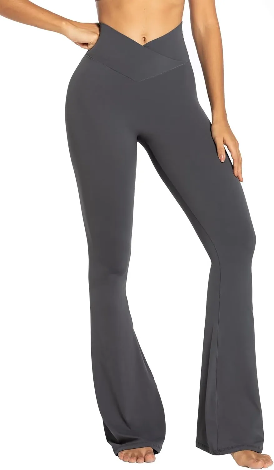 Sunzel Womens Flare Leggings No Front Seam Flare Yoga Pants with Tummy Control Crossover High Waist and Wide Leg