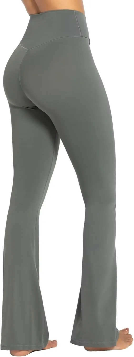 Sunzel Womens Flare Leggings No Front Seam Flare Yoga Pants with Tummy Control Crossover High Waist and Wide Leg