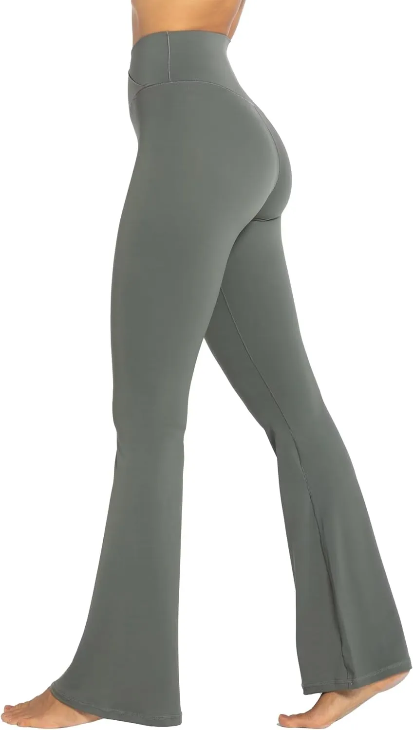 Sunzel Womens Flare Leggings No Front Seam Flare Yoga Pants with Tummy Control Crossover High Waist and Wide Leg