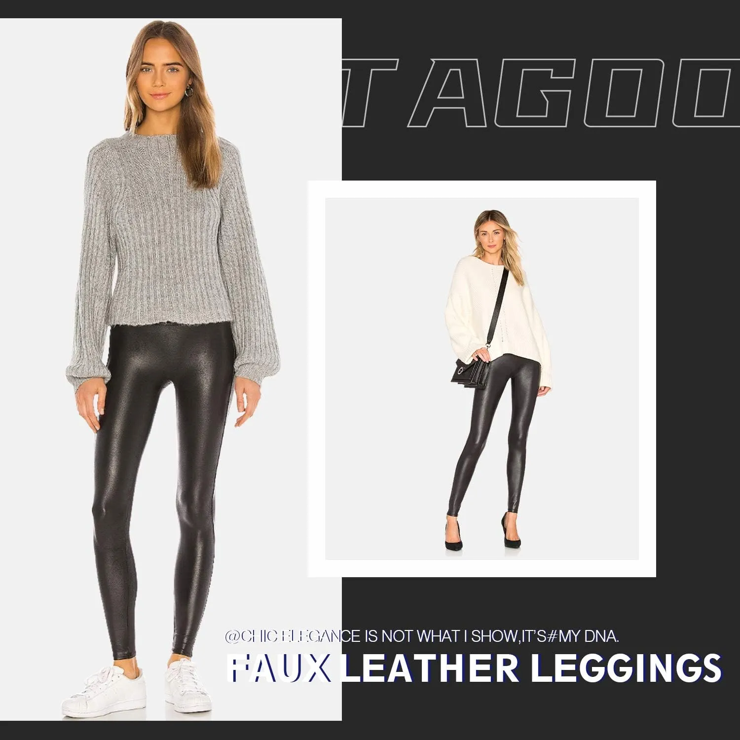 Tagoo Faux Leather Leggings for Women Tummy Control Dressy Leggings High Waisted Pleather Pants Disco Outfits