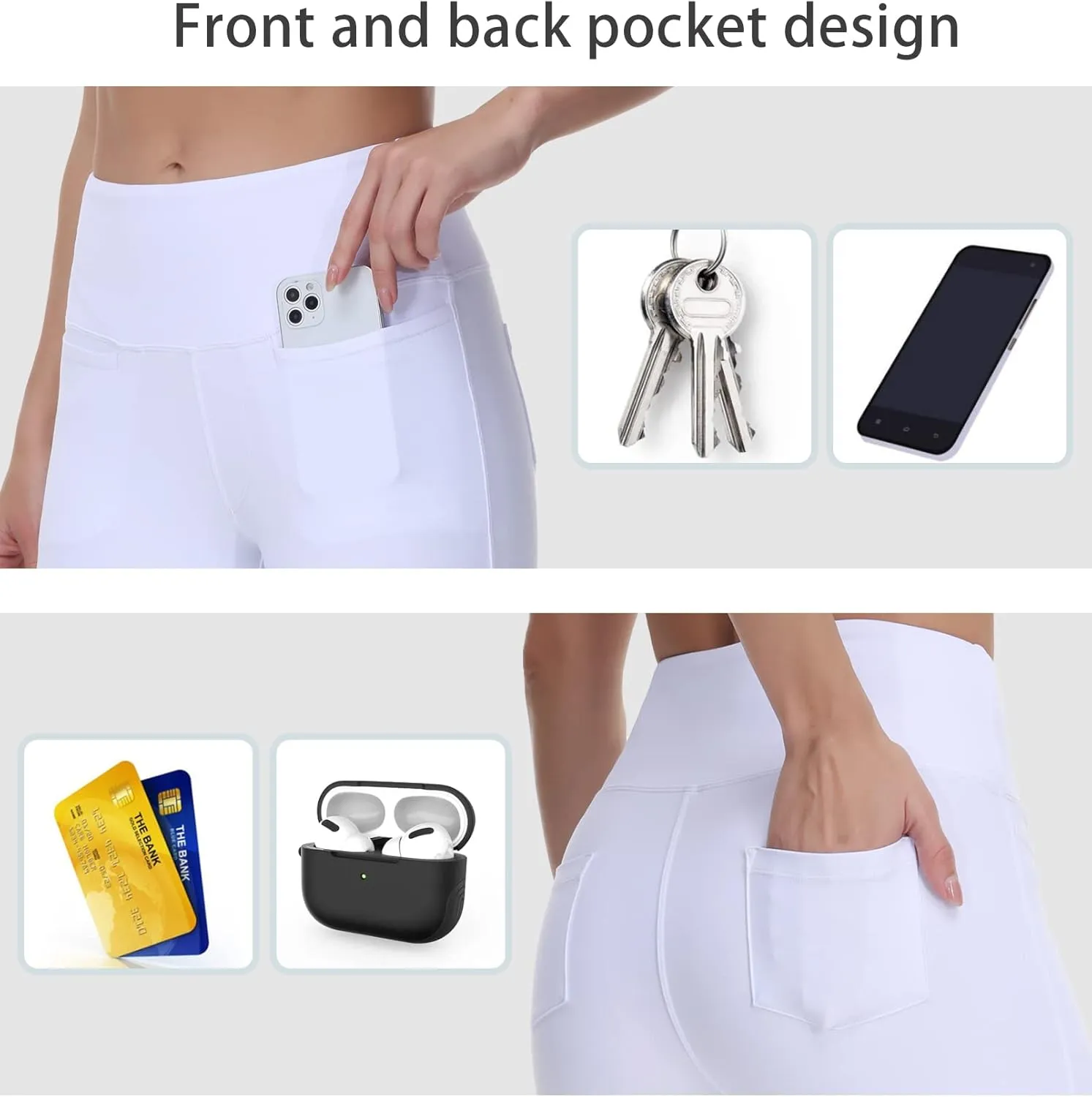 THE GYM PEOPLE Women's Casual Yoga Leggings High Waisted Tummy Control Workout Pants with 4 Pockets