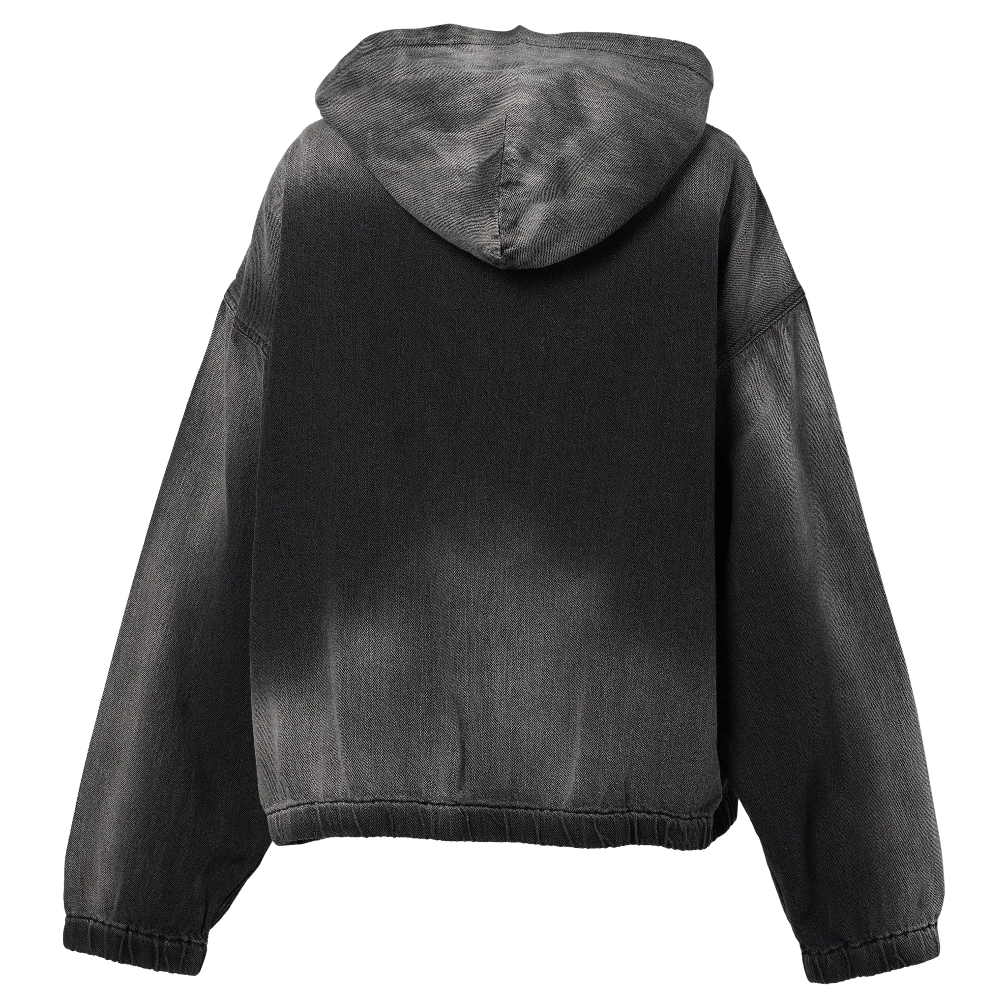 THIN DENIM HOODIE ZIP-UP / BLACK