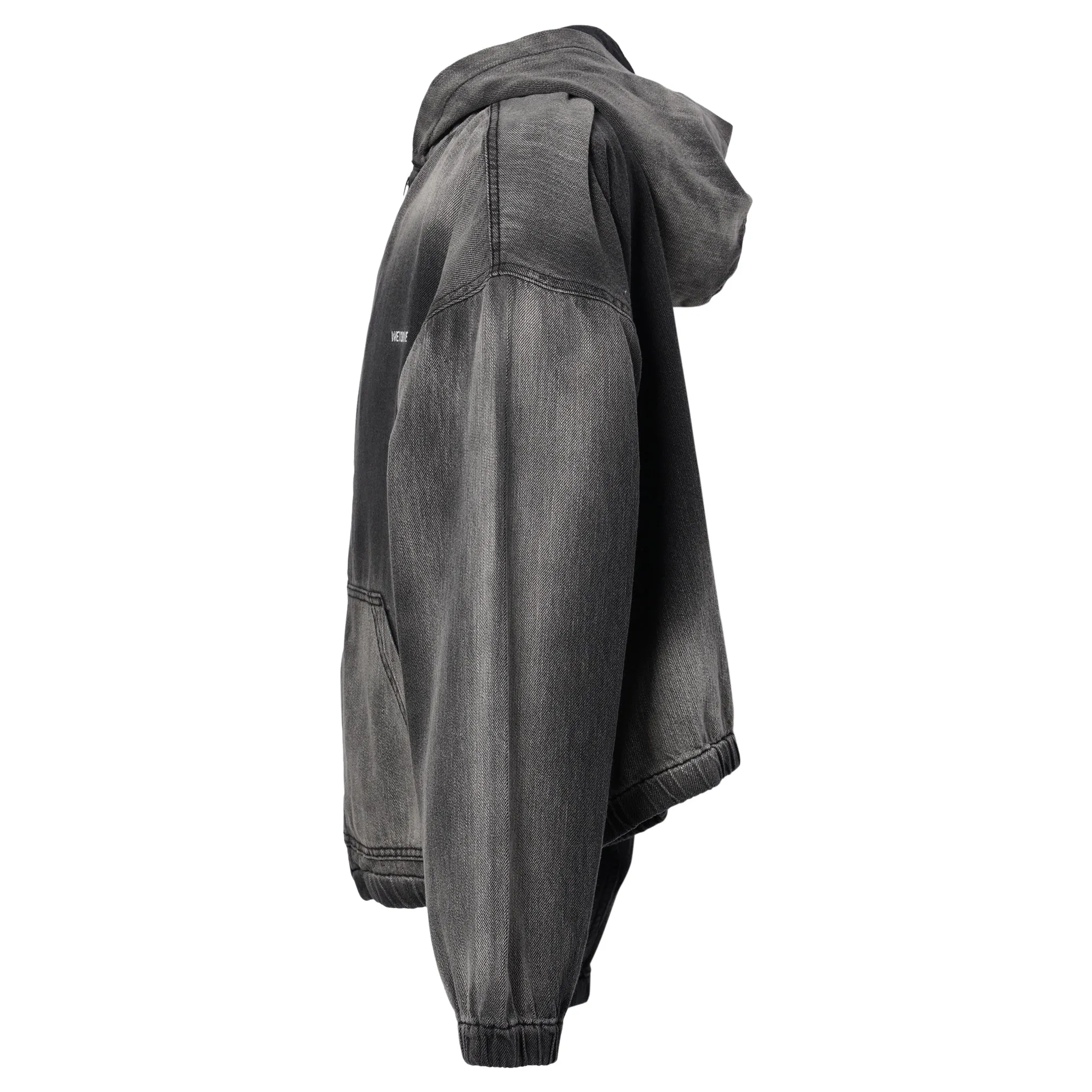 THIN DENIM HOODIE ZIP-UP / BLACK