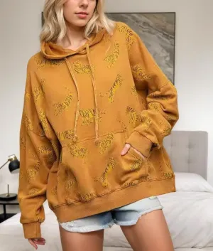 TIAFORD Women's Oversized Hoodie Funny Animal Tiger Print Drawstring Hooded Sweatshirt Long Sleeve Y2k Pullover Hoodies
