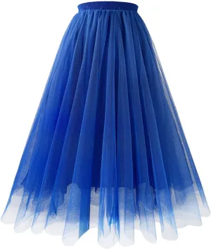 Tulle Skirts for Women Lightweight Mesh Casual Fashion Skirt High Waisted Elastic Party Skirts Puff Dance Skirt