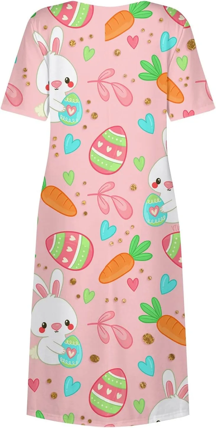 Women Easter Dresses Spring Flowers Midi Friends' Gathering Maternity Dress Cowl Neck Egg Hunt Spring Themed Party Sun Dress