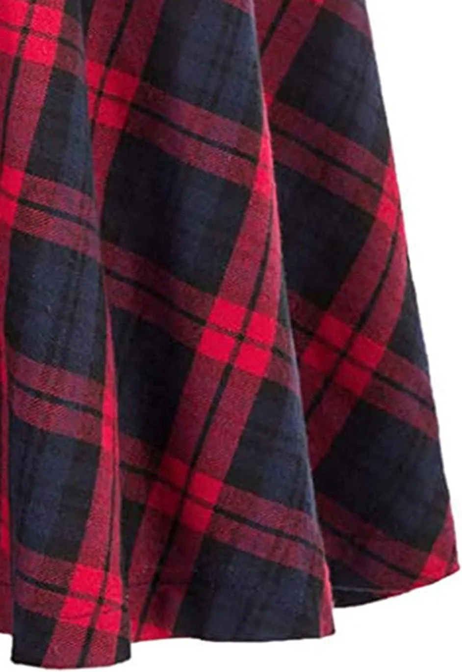 Women Fashion Casual Plaid Skirt Vintage A Line Skirts Vintage Skirt Plaid High Waist Plus Size Midi Pleated Skirts