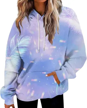 Women Fashion Tie Dye Sweatshirts Long Sleeve Hoodies Loose Oversized Pullover Casual Fall Winter Hoodies With Pocket