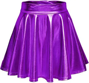 Women Faux Leather Mini Skirts Night Out Disco Short Skirt Sexy Performance Stage Pleated Skirt PU-Leather Skirts