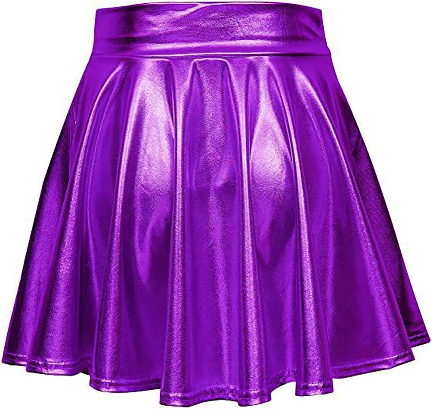 Women Faux Leather Mini Skirts Night Out Disco Short Skirt Sexy Performance Stage Pleated Skirt PU-Leather Skirts