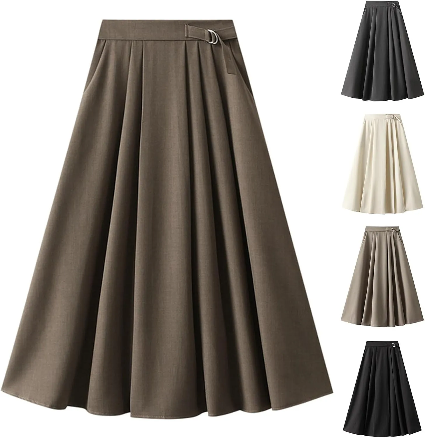 Women Mid Length Suit Skirt A Line High Waisted Pleated Skirt Daily Costume Half Suit Jean Skirts for Teen Girls
