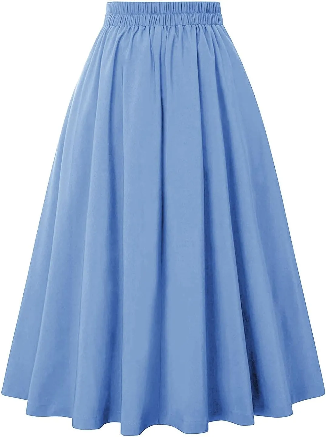 Women Pleated Long Skirts Vintage High Waist Elegant Maxi Skirt Slim Fit Flare Skirts A Line Swing Party Skirts