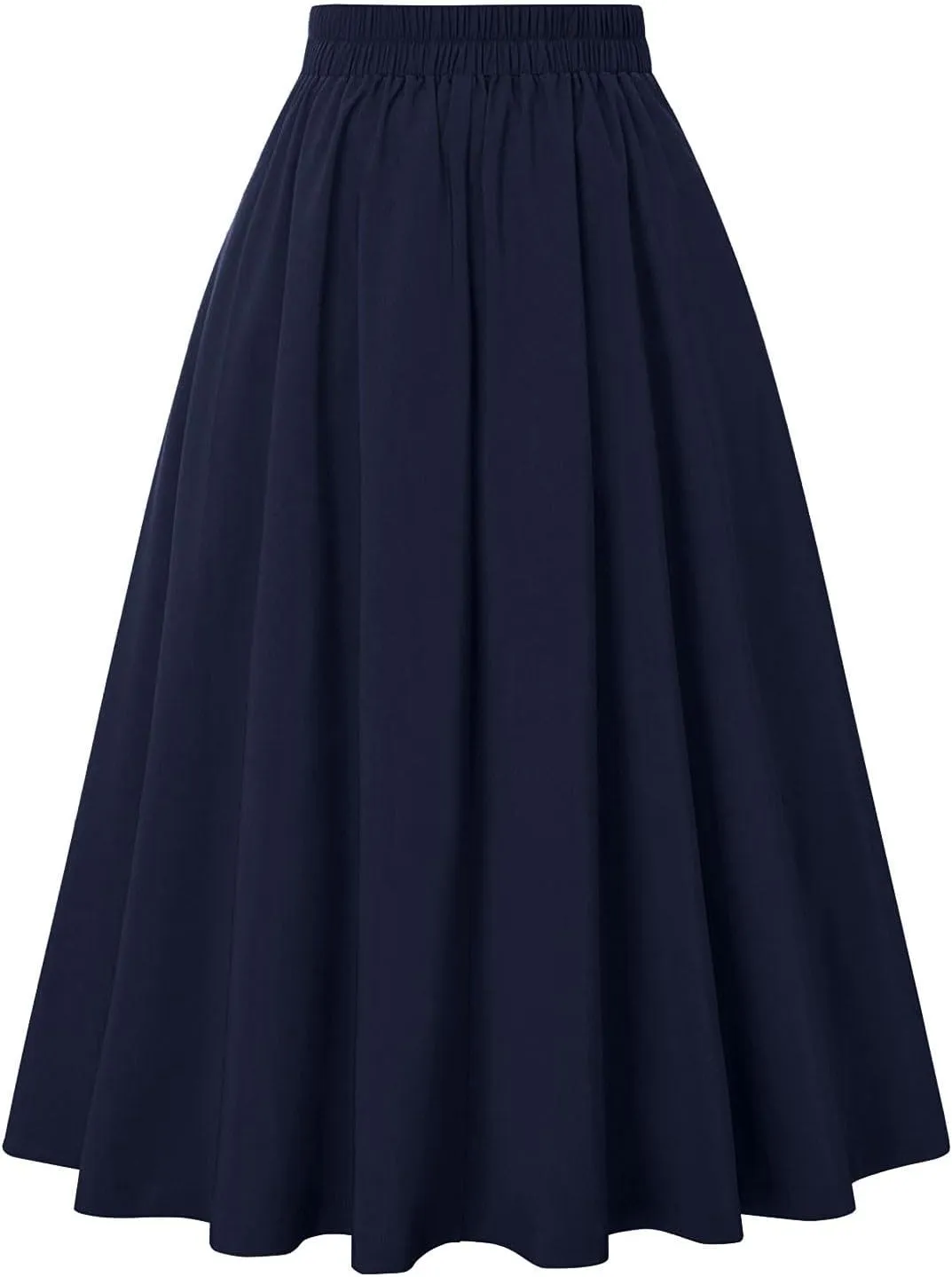 Women Pleated Long Skirts Vintage High Waist Elegant Maxi Skirt Slim Fit Flare Skirts A Line Swing Party Skirts