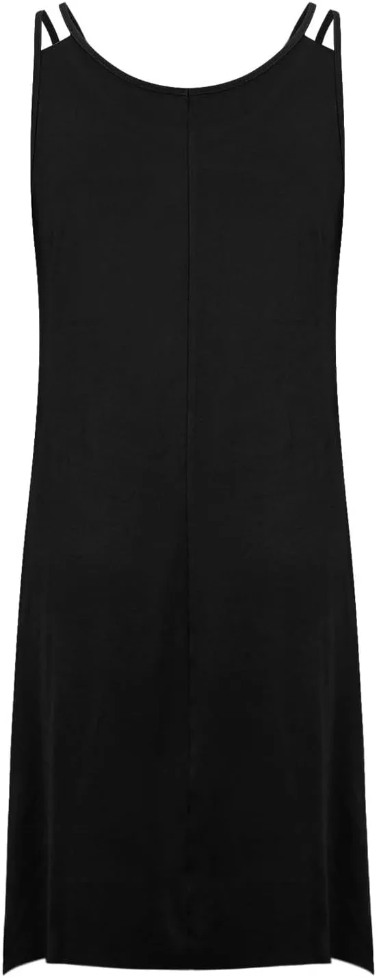 Women Plus Size Casual Dress, Summer Sleeveless Spaghetti Strap Beach Dresses Fashion Irregular Hem Vacation Clothes