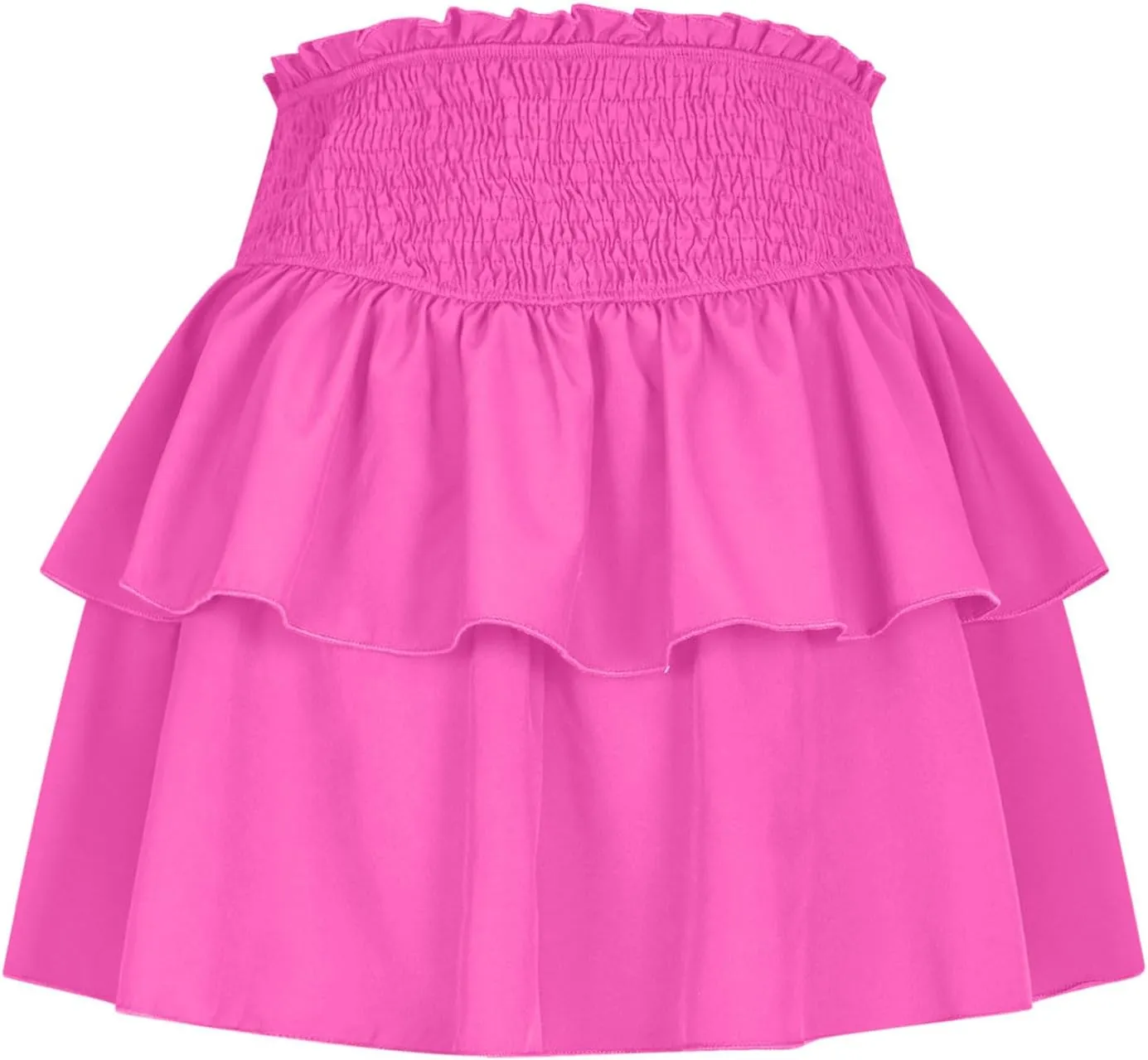 Women Summer Tiered Short Skirt with Shorts, Smocked High Waisted Ruffle Mini Skirts Teen Girls Cute Casual Skirts