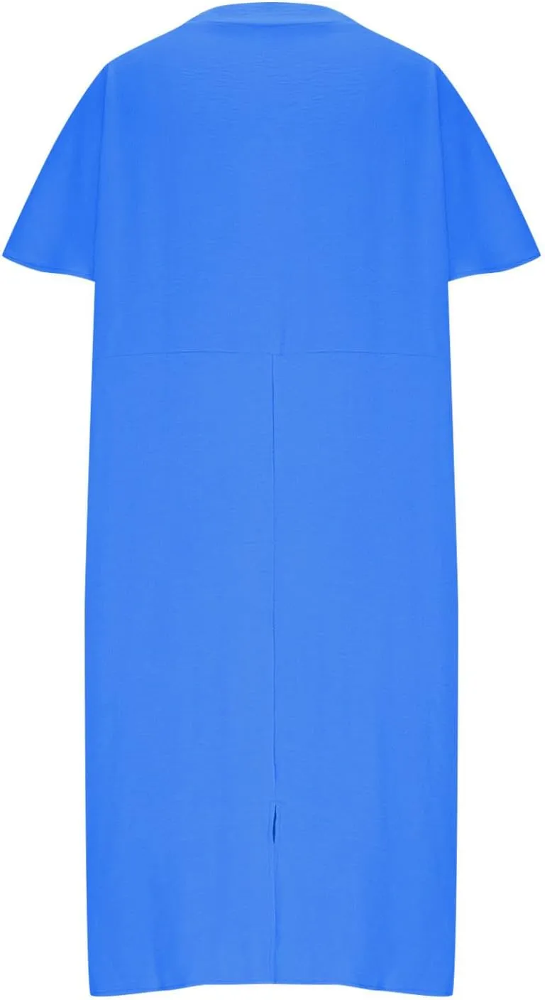 Women's Casual T Shirt V Neck Dress Summer Short Sleeve Dresses 2025 Basic Solid Midi Sundresses Beach Vacation Outfit