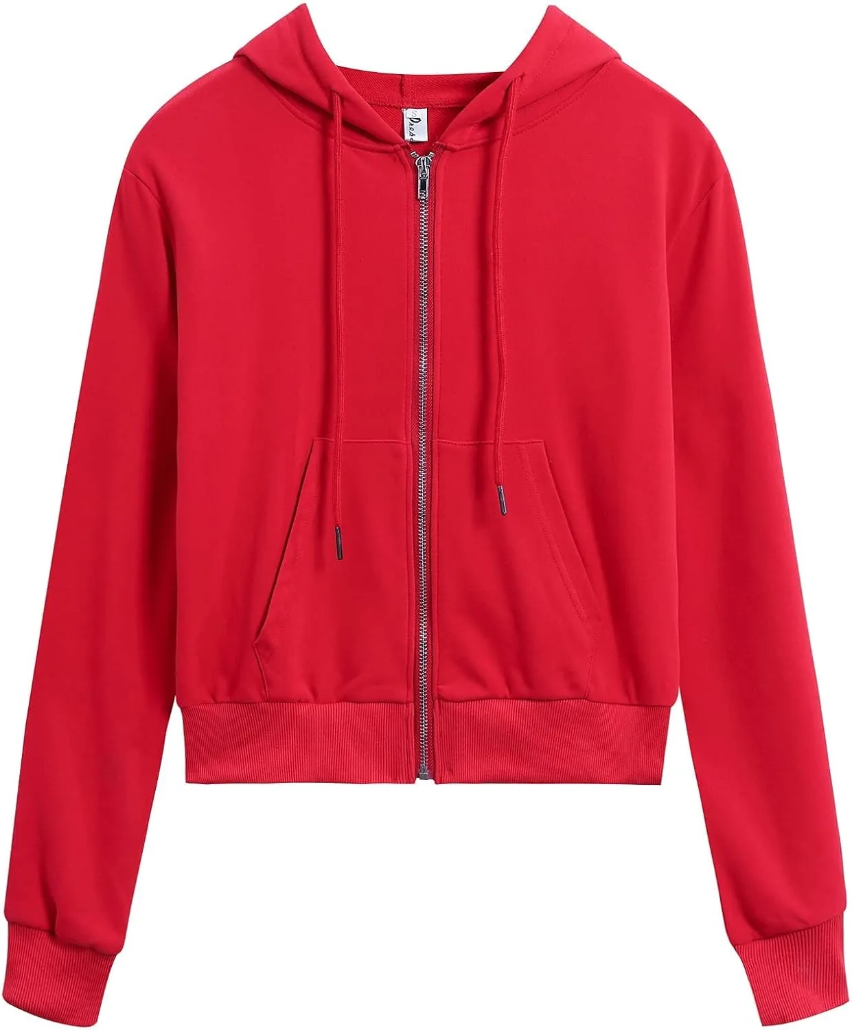 Women's Cropped Zip Up Hoodie Casual Long Sleeve Workout Hooded Sweatshirt Coat