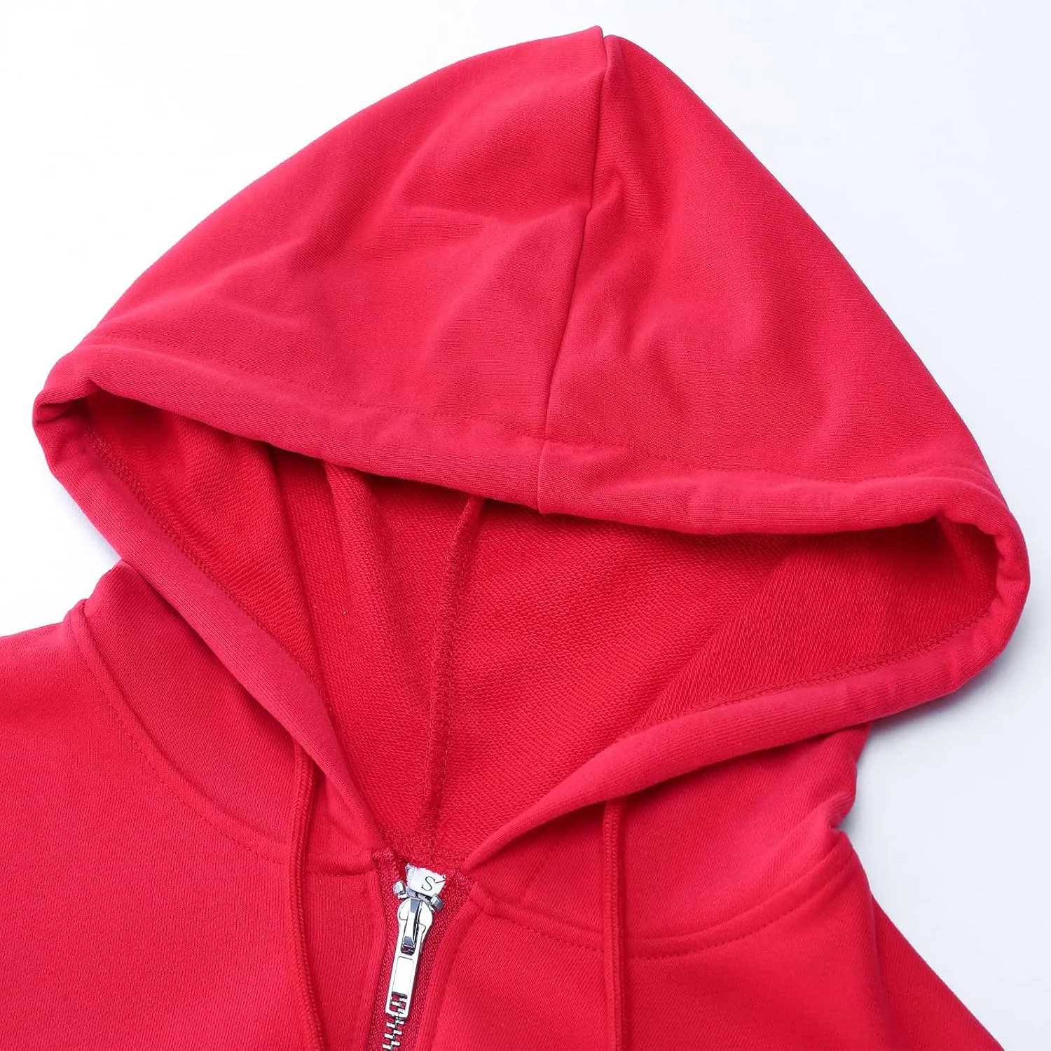 Women's Cropped Zip Up Hoodie Casual Long Sleeve Workout Hooded Sweatshirt Coat