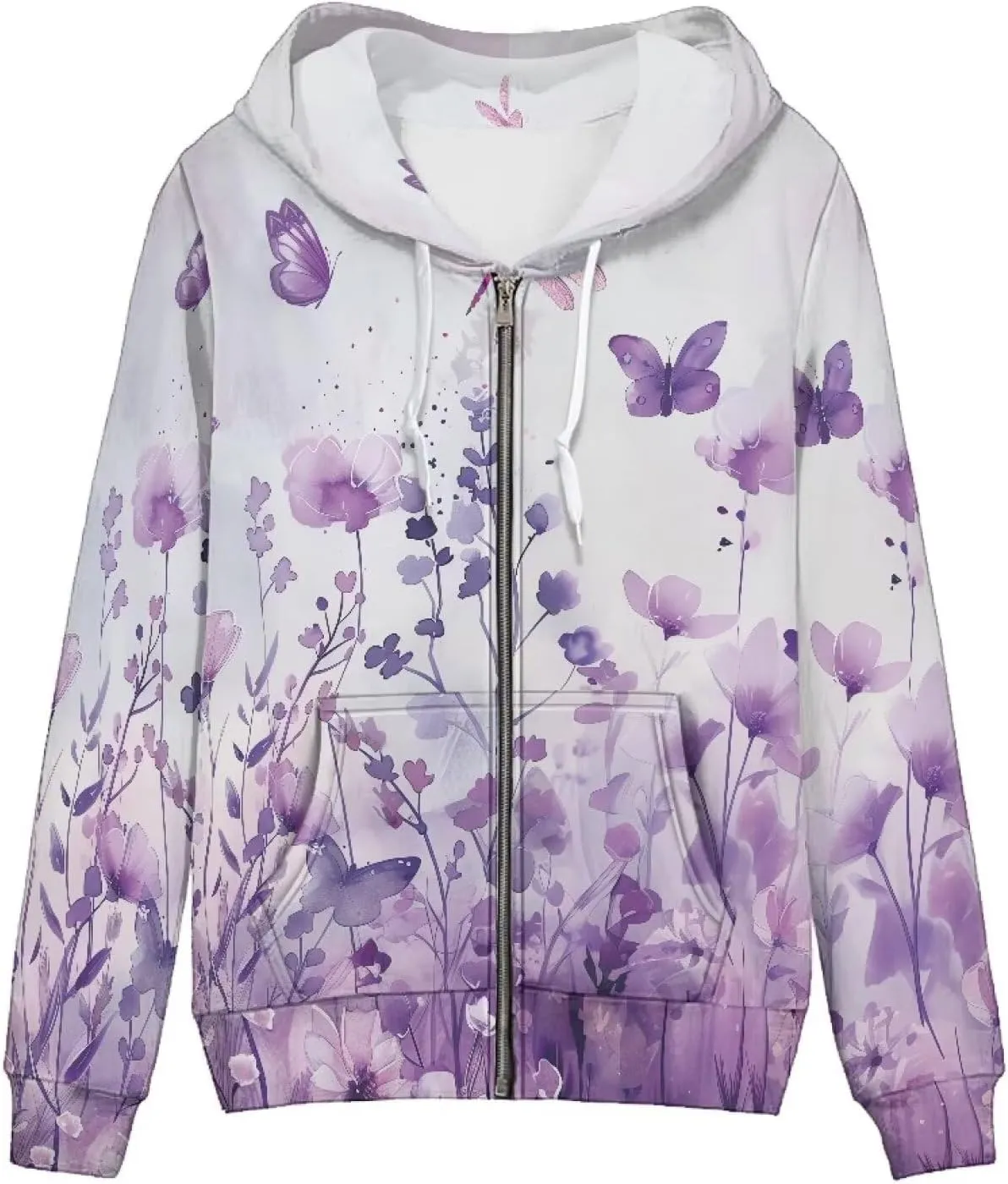 Women's Fall Full Zip Up Hoodie Long Sleeve Oversized Hooded Sweatshirts Pockets Jacket Coat