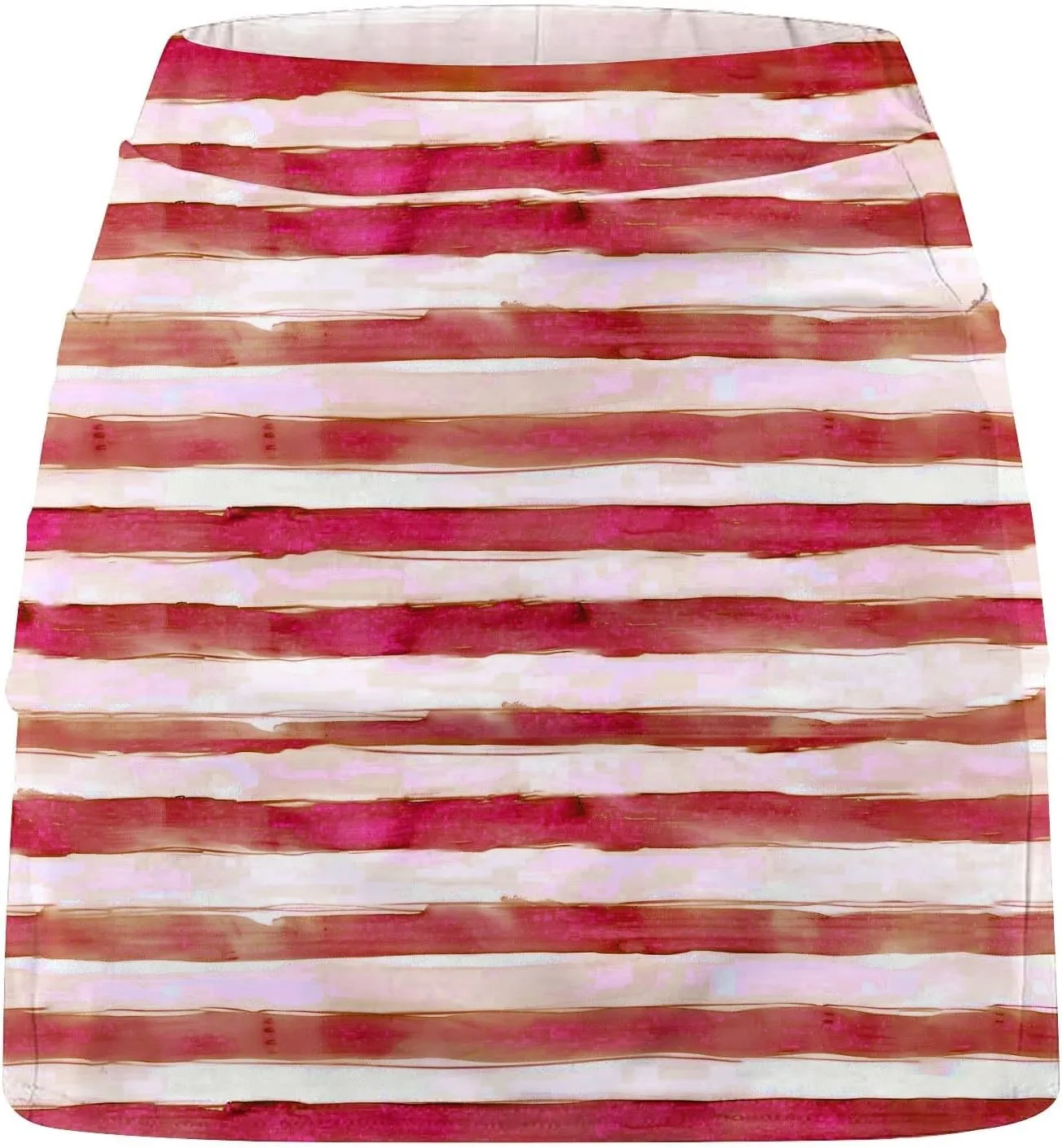 Women's High Waisted Tennis Skirts Striped Color Block Athletic Golf Skorts with Built in Shorts Workout Skirt