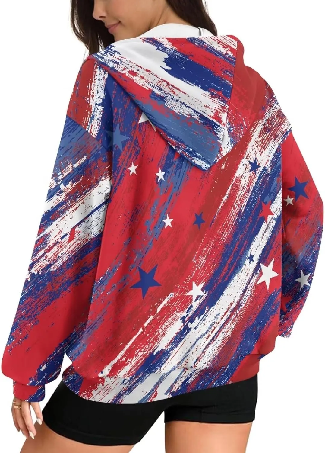 Womens Hoodies Full Zip Long Sleeve Oversized Lightweight Fall Workout Outfits Valentine's Prints