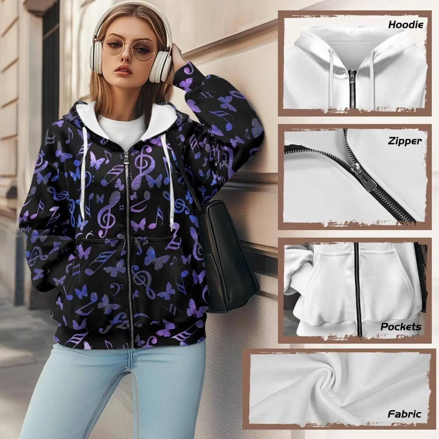 Womens Hoodies Zip Up Loose Sweatshirt Coat with Pocket Lightweight Long Sleeve Full Zip Hoodies Outfits for Fall