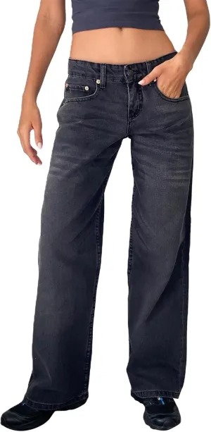 Womens Low Rise Mom Jeans Straight Leg Baggy Loose Fit Demin Pants Streetwear Classic Disco Retro Flared Denim Pants