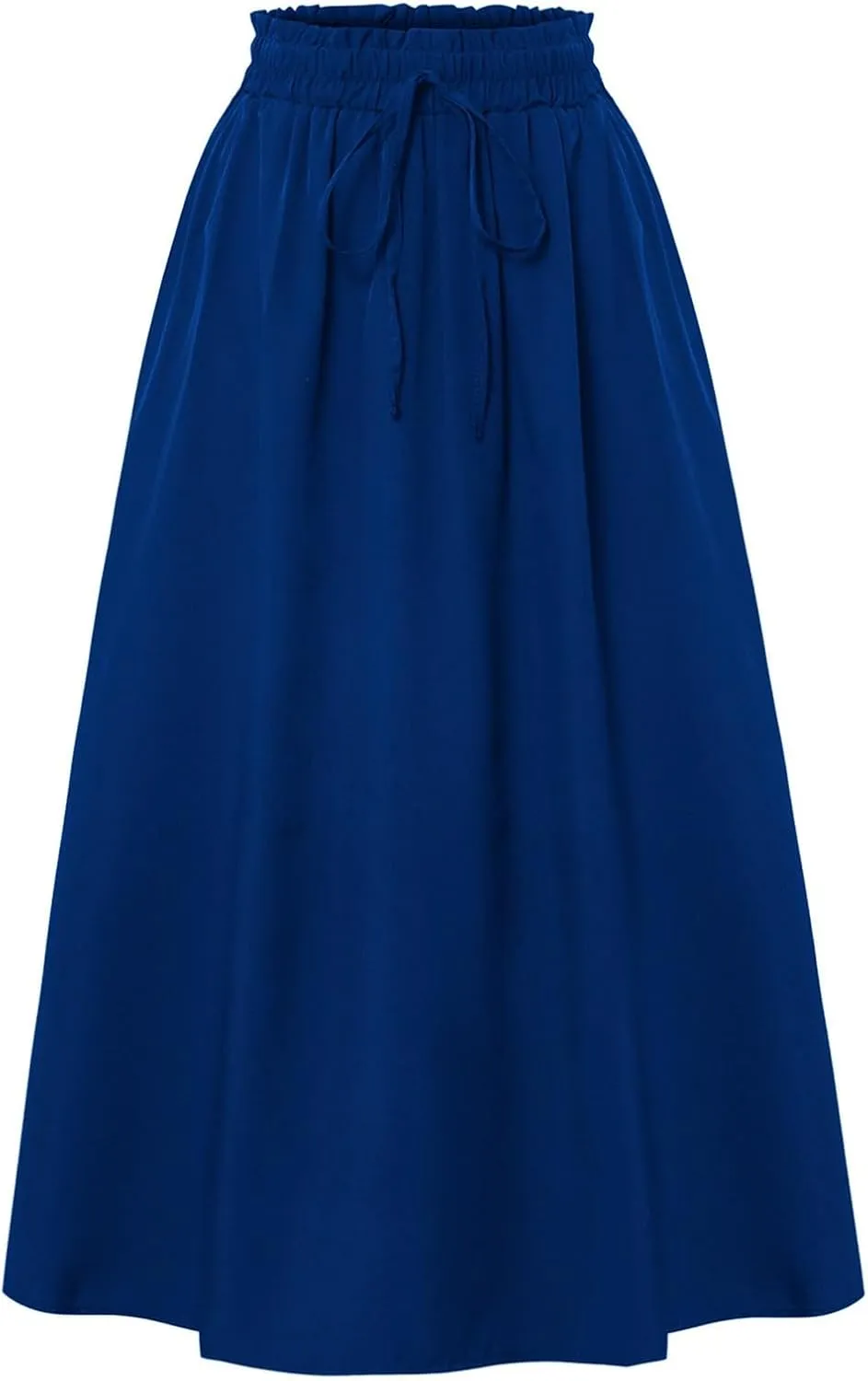 Women's Maxi Skirt Summer Trendy Elastic High Waisted Boho Casual Beach Flowy Swing Long Skirts with Pockets