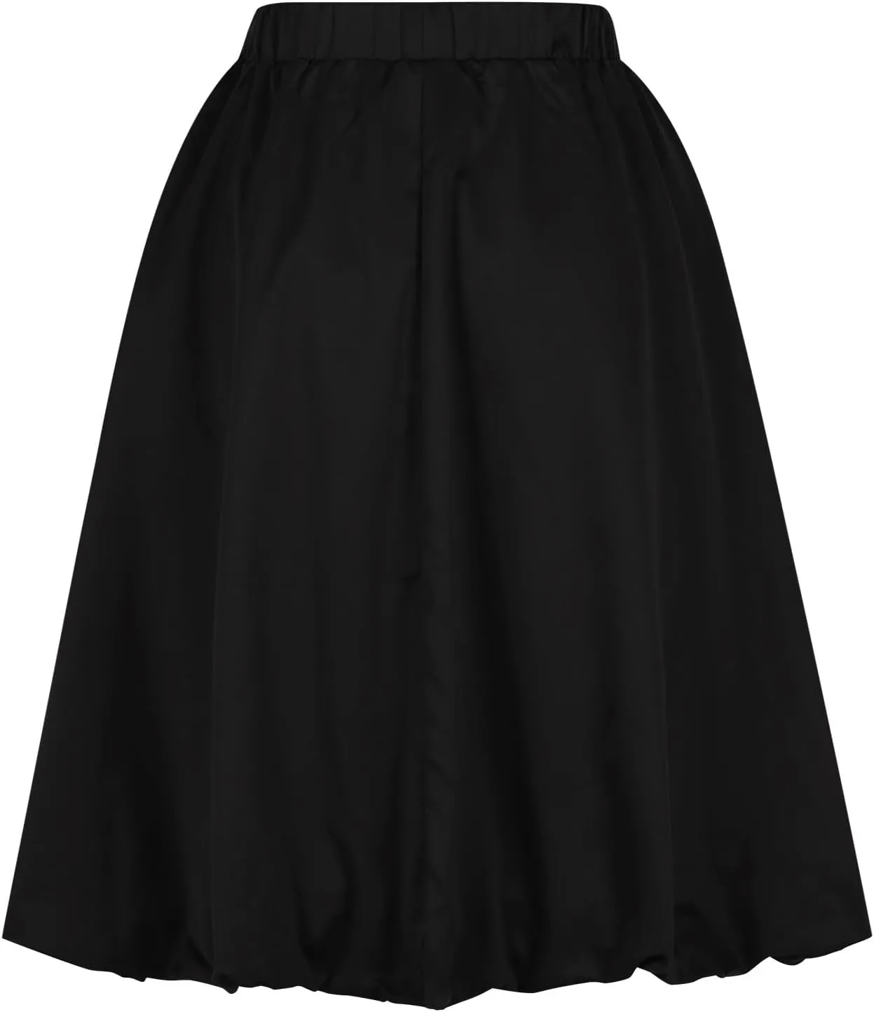 Women's Midi Skirt Basic Knee Length Elastic Waist Casual Skirts Pleated Solid Flowy Swing Flared Dress Skirt