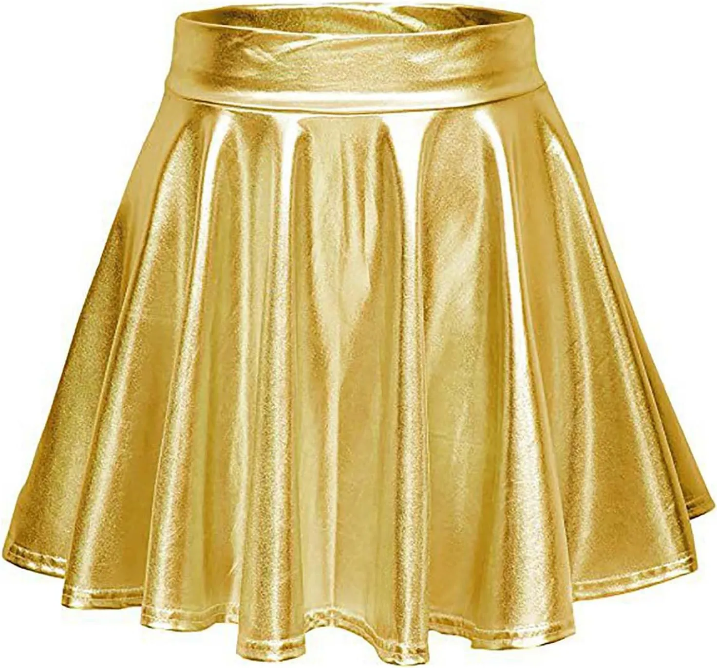 Women's Sexy Faux Leather Pleated Mini Skirt, High Waisted Stage Performance Party Skirt, Outdoor Skate Skirts
