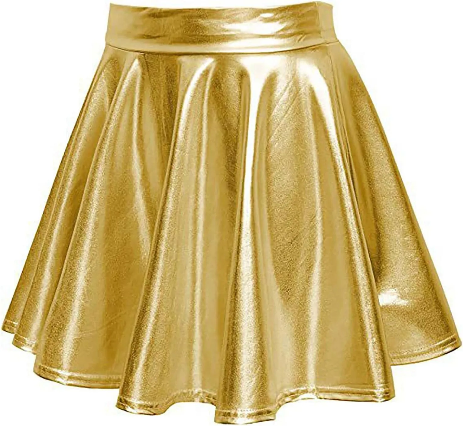 Women's Sexy Faux Leather Pleated Mini Skirt, High Waisted Stage Performance Party Skirt, Outdoor Skate Skirts