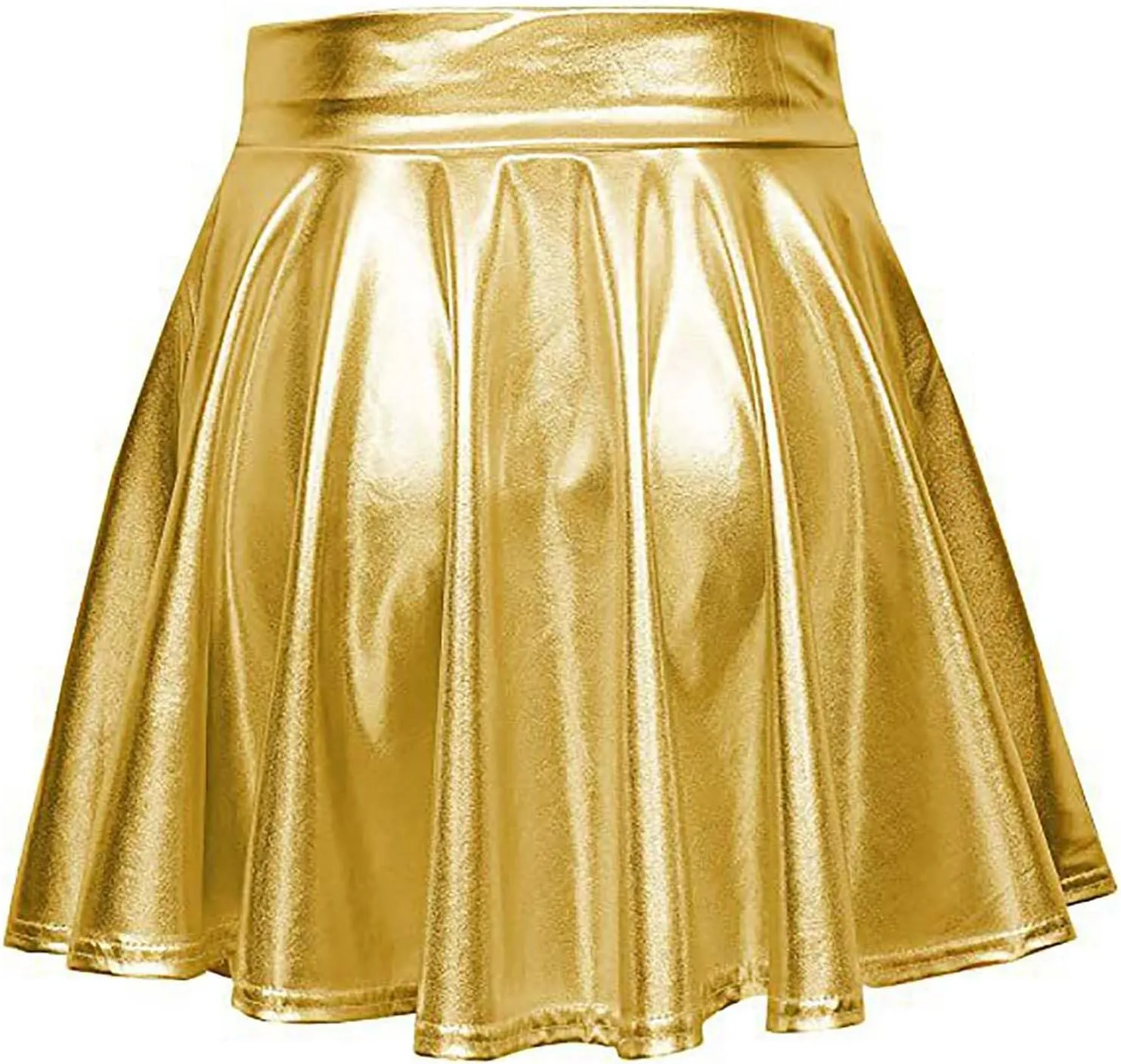 Women's Sexy Faux Leather Pleated Mini Skirt, High Waisted Stage Performance Party Skirt, Outdoor Skate Skirts
