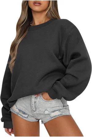 Womens Sweatshirt Oversized Crewneck Sweatshirts Trendy Casual Long Sleeve Fleece Pullover Hoodies Fall Clothes 2024
