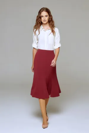 Wool midi skirt in berry