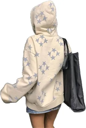 Y2K Hoodie Women Teens Star Graphic Pullover Hoodies Vintage Oversized Sweatshirt Preppy Jacket Streetwear