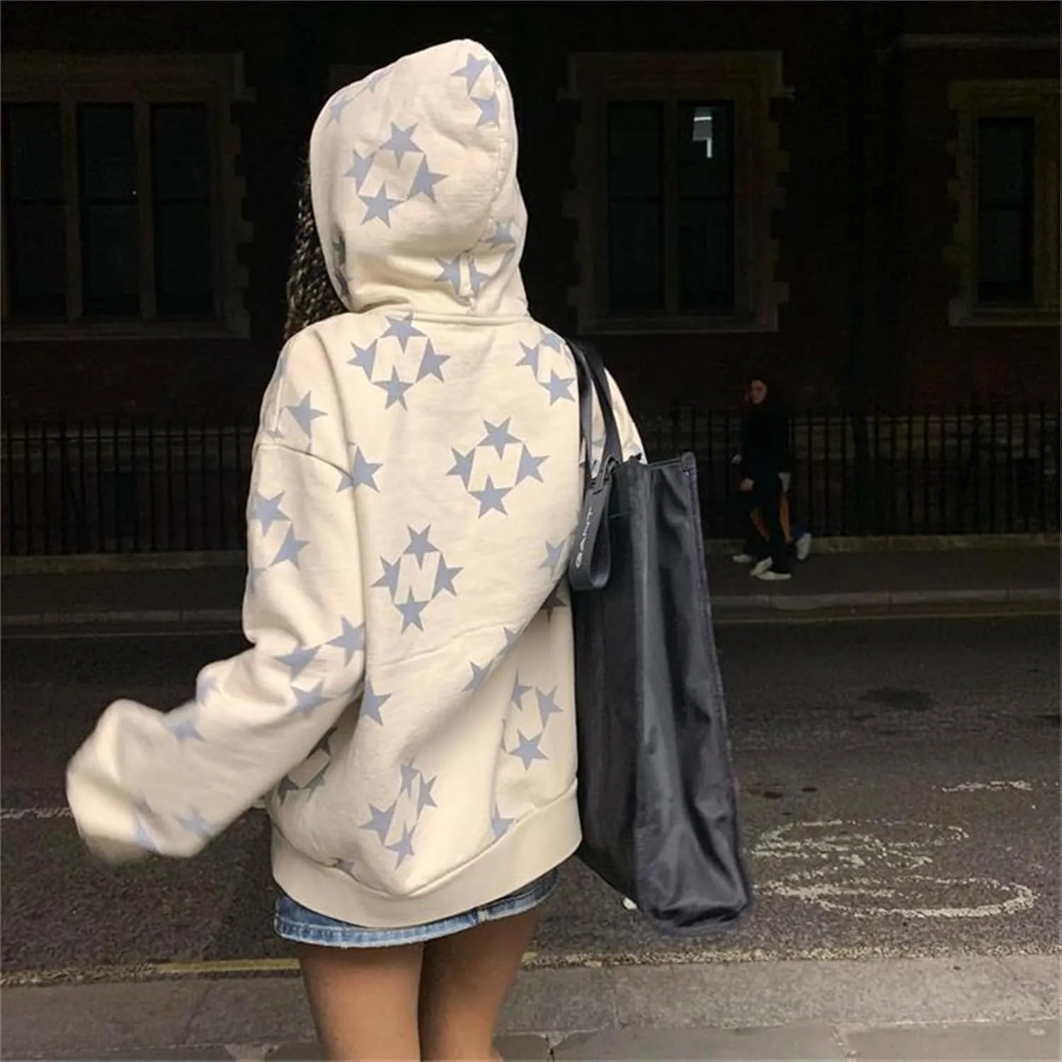 Y2K Hoodie Women Teens Star Graphic Pullover Hoodies Vintage Oversized Sweatshirt Preppy Jacket Streetwear