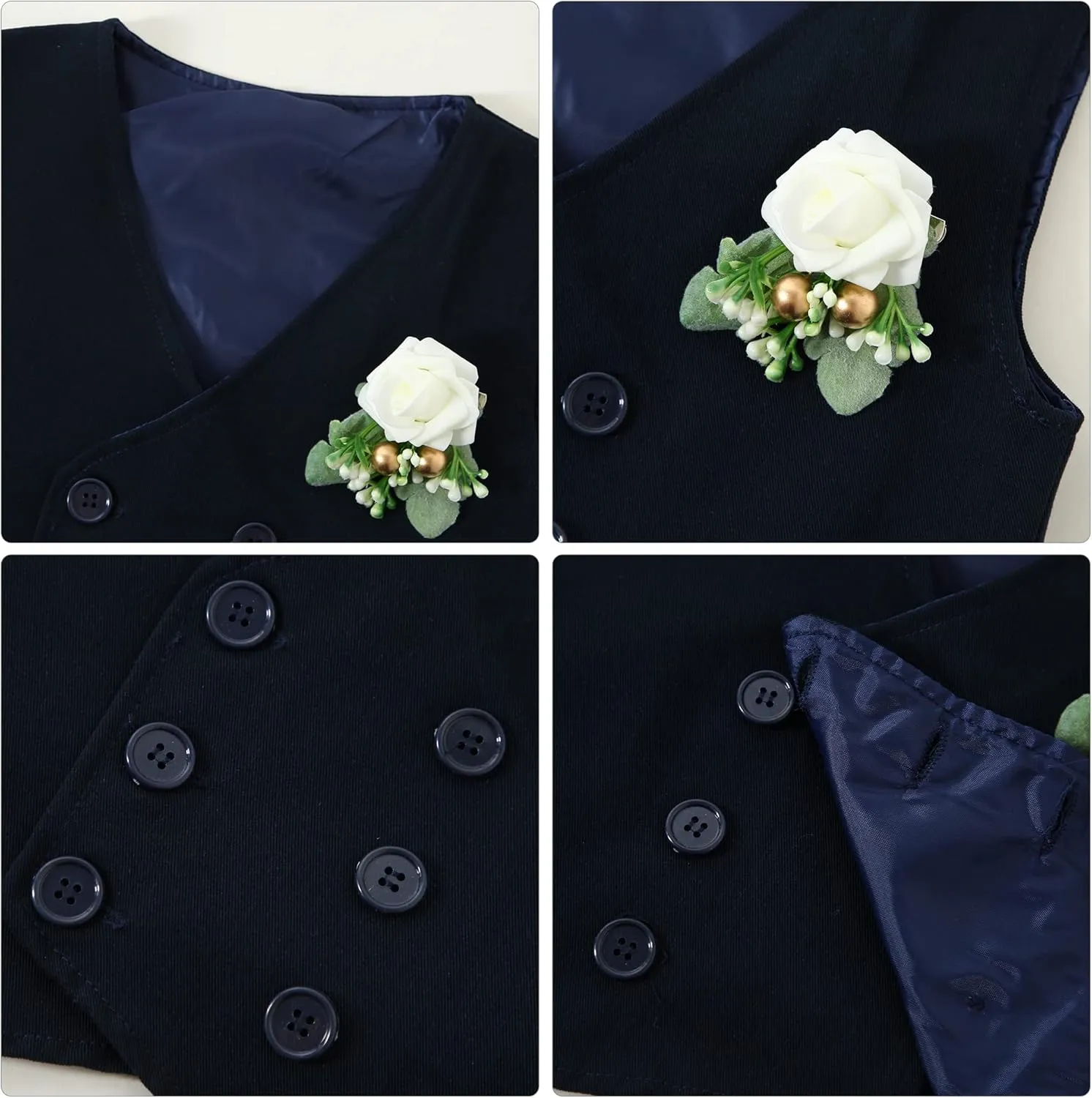 YALLET Toddler Baby Boy Clothes Suit Gentleman Wedding Outfits, Formal Dress Shirt Bowtie Vest Boutonniere Suspender Pants