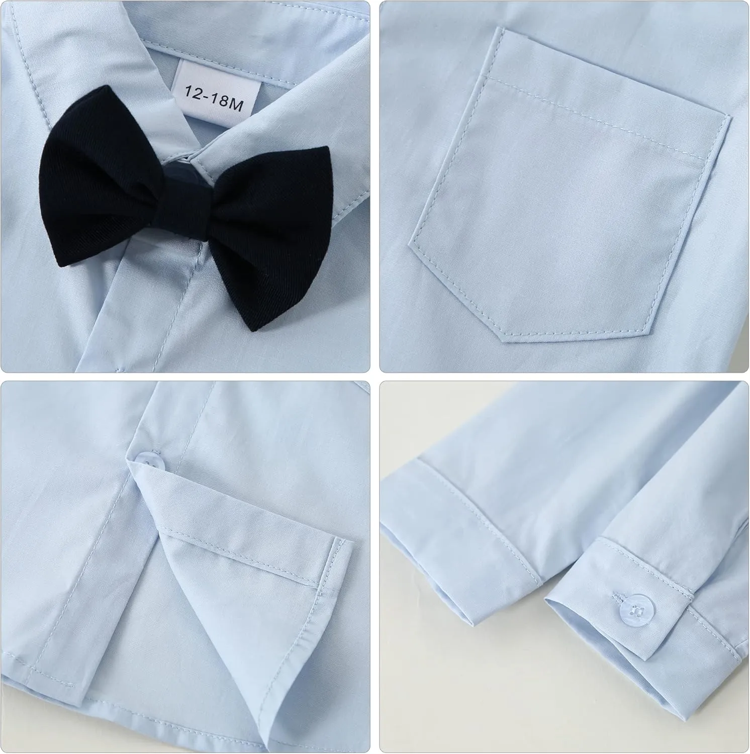YALLET Toddler Baby Boy Clothes Suit Gentleman Wedding Outfits, Formal Dress Shirt Bowtie Vest Boutonniere Suspender Pants